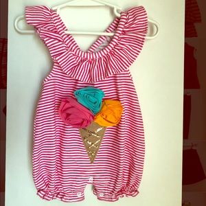 Mudpie 6/9 month baby romper with ice cream cones